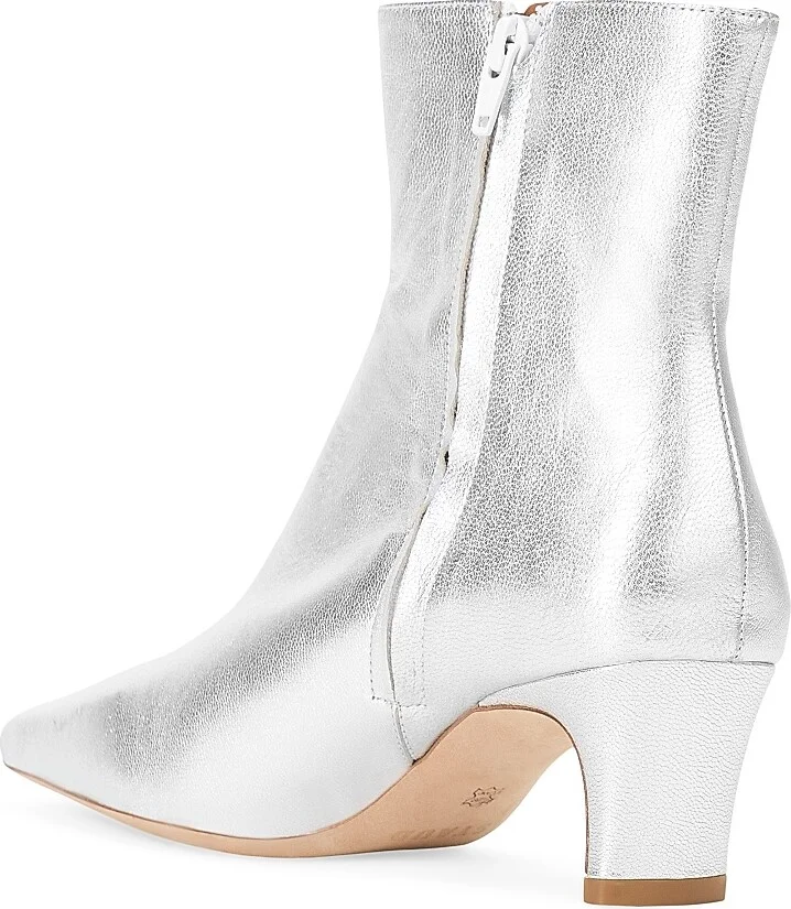 Women's Wally 55MM Metallic Leather Ankle Boots - Silver - Size 5 - Image 3