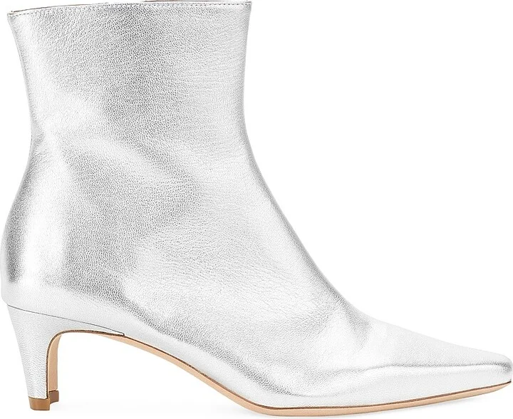 Women's Wally 55MM Metallic Leather Ankle Boots - Silver - Size 5