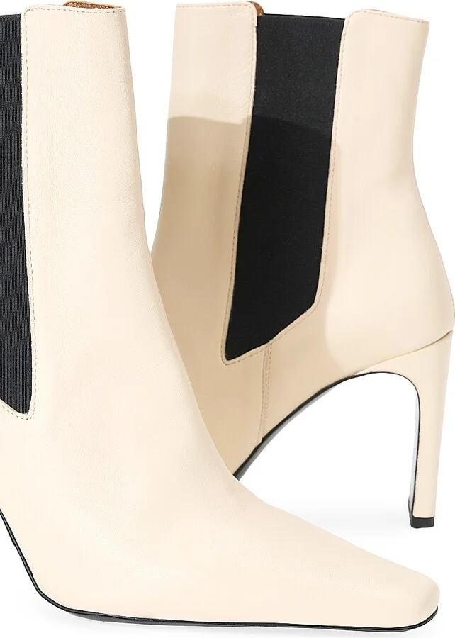 Women's Wally 90MM Leather Ankle Boots - Cream - Size 6 - Image 4