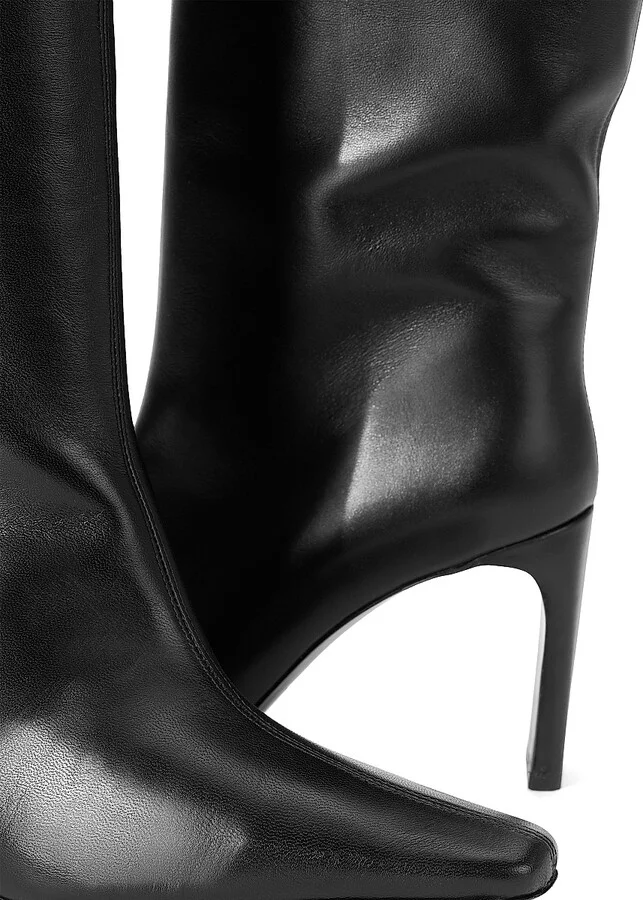 Women's Wally 90MM Leather Boots - Black - Size 6 - Image 4