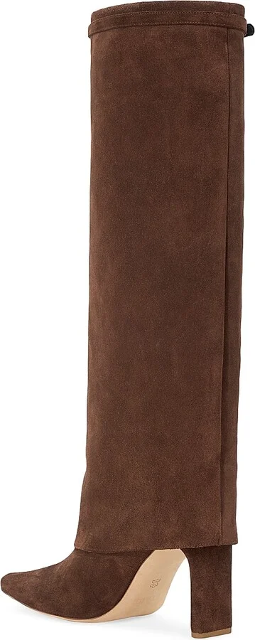 Women's Wally 90MM Suede Foldover Boots - Mahogany - Size 5 - Image 3