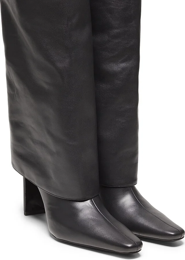 Women's Wally Foldover Leather 90MM Boots - Black - Size 5 - Image 2