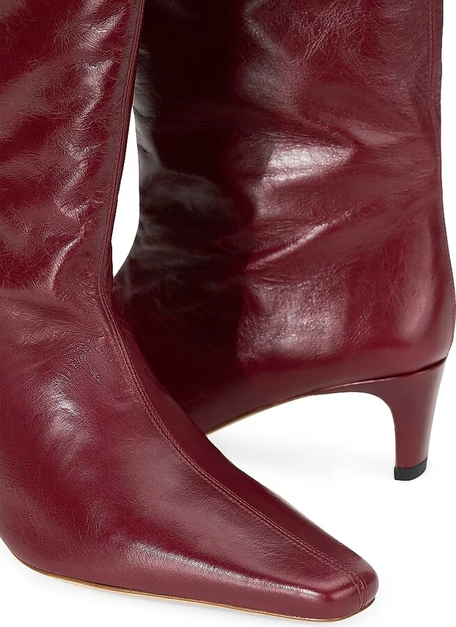 Women's Wally Leather Knee-High Boots - Pinot - Size 5.5 - Image 4