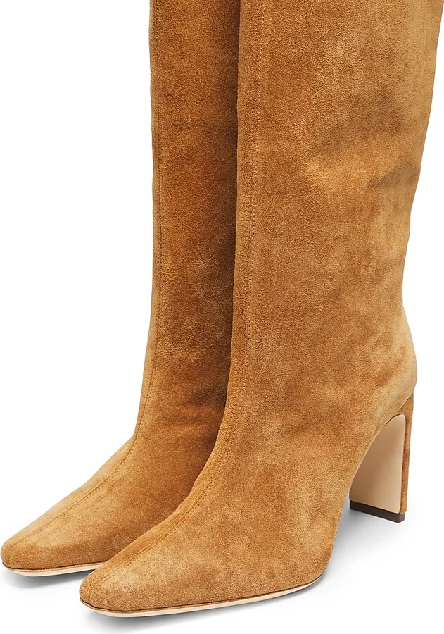 Women's Wally Suede 90MM Heeled Boots - Tan - Size 5 - Image 2