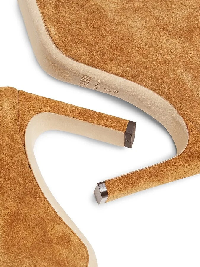Women's Wally Suede 90MM Heeled Boots - Tan - Size 5 - Image 6