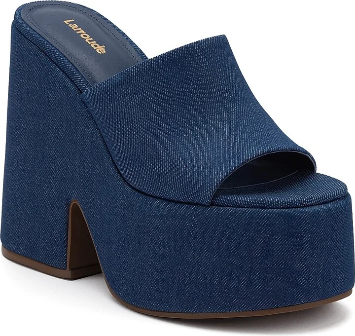 Women's Wanda Denim Platform Mules - Blue - Size 9 - Image 2