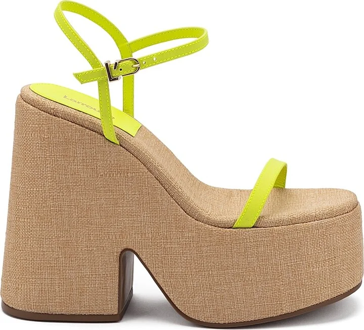 Women's Wanda Satin Platform Sandals - Lemon - Size 8.5