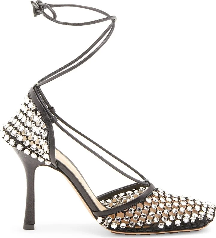 Women's Wardrobe 02 90MM Stretch Sparkle Pump Sandals - Black - Size 7.5