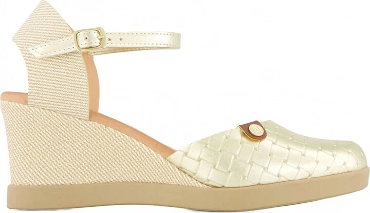 Women's Wedge Ankle Strap Summer Shoes In Gold