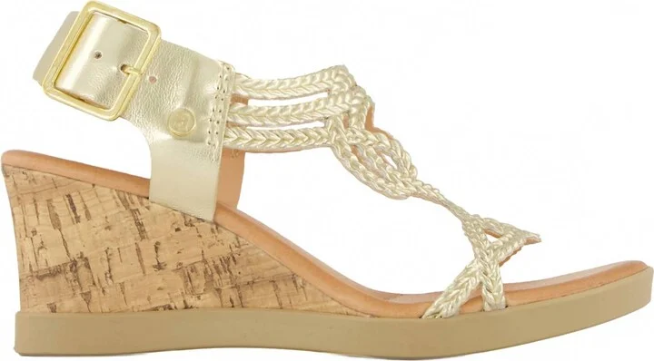 Women's Wedge Casual Comfort Ankle Strap Sandals In Gold
