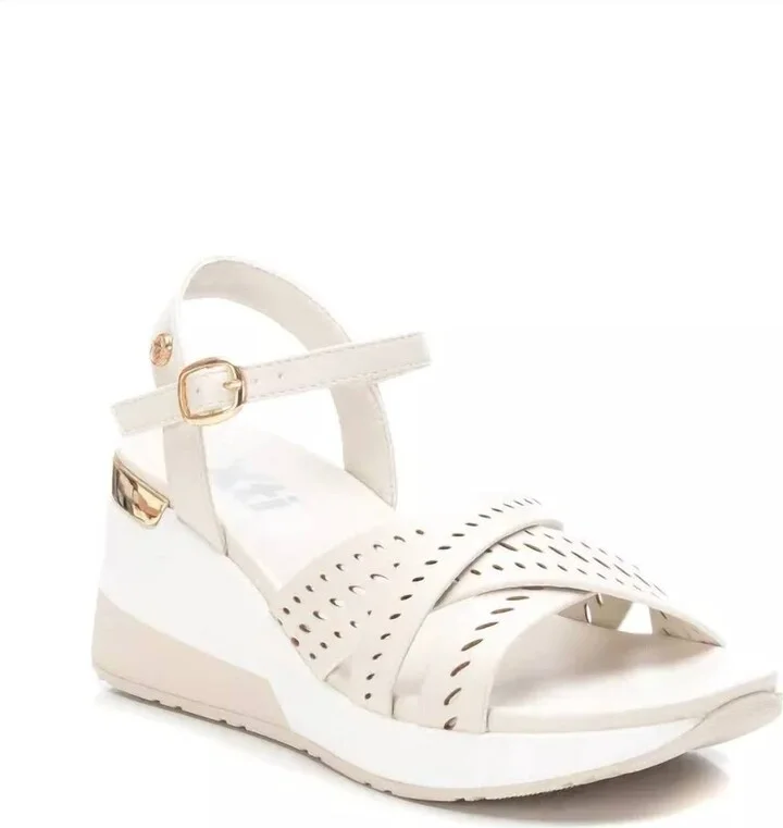 Women's Wedge Cross Strap Sandals In Light Beige