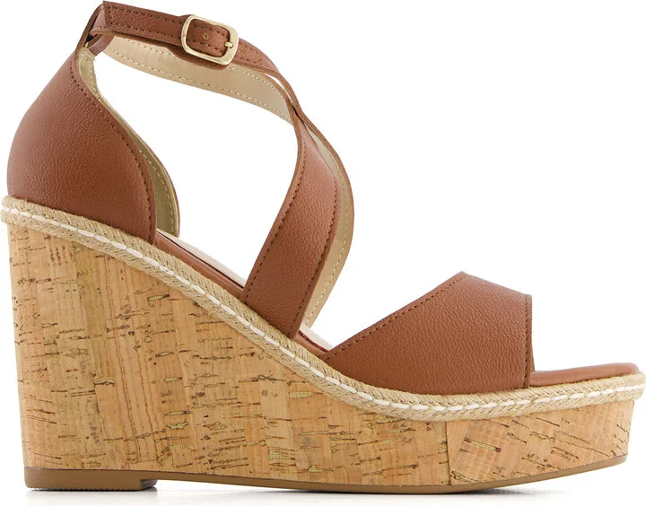 Women's Wedge Heeled Criss Cross Ankle Strap Sandals