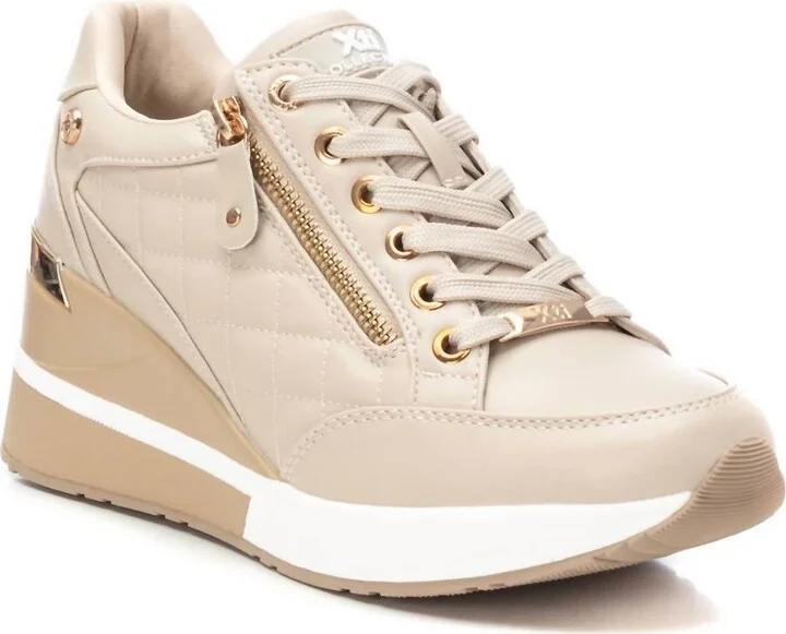 Women's Wedge Sneakers In Beige