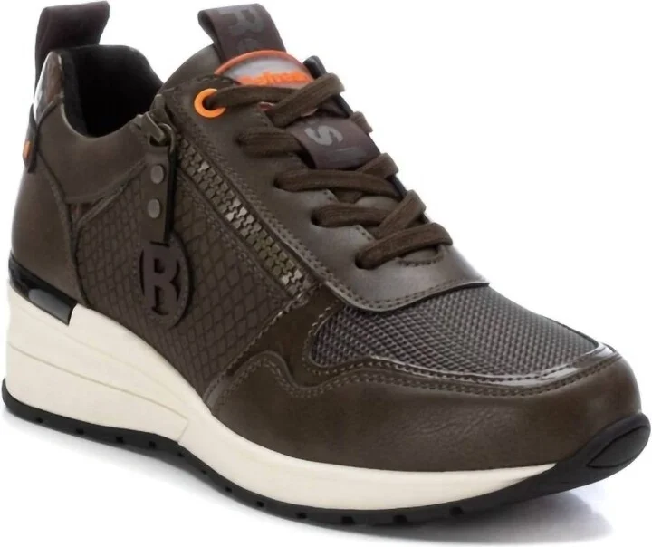 Women's Wedge Sneakers In Khaki