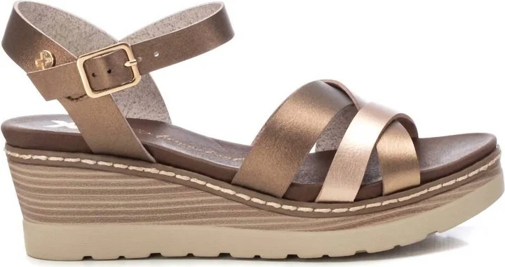 Women's Wedge Strappy Sandals In Bronze