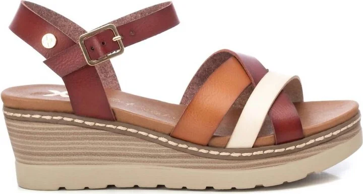 Women's Wedge Strappy Sandals In Camel
