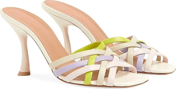 Women's West 90MM Woven Leather Sandals - Pastel Multicolour - Size 10 - Image 3