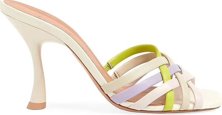 Women's West 90MM Woven Leather Sandals - Pastel Multicolour - Size 10