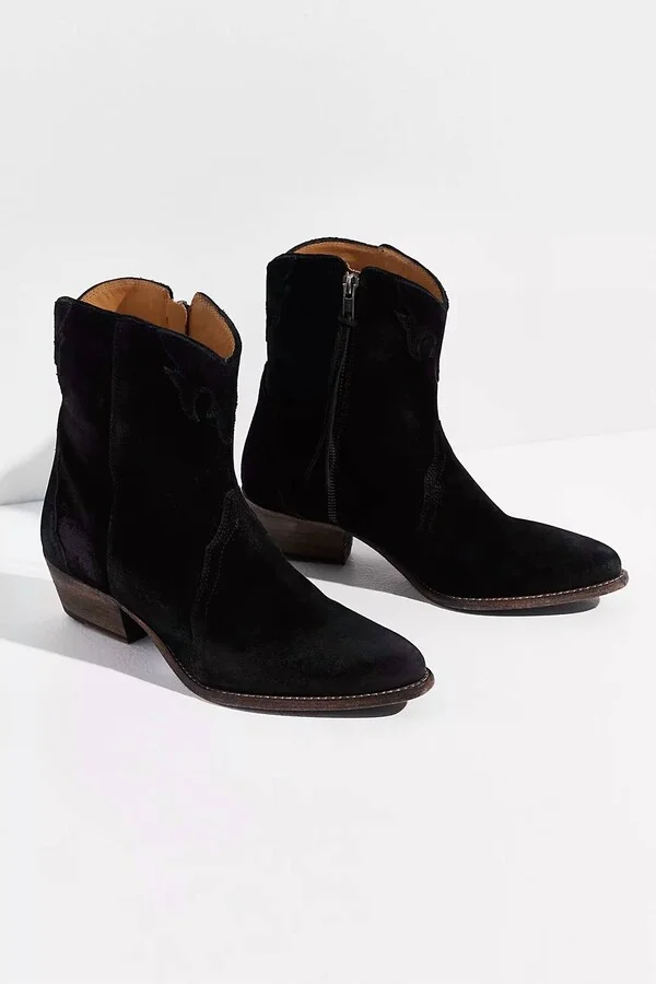 Women's Western Boots In Black Suede