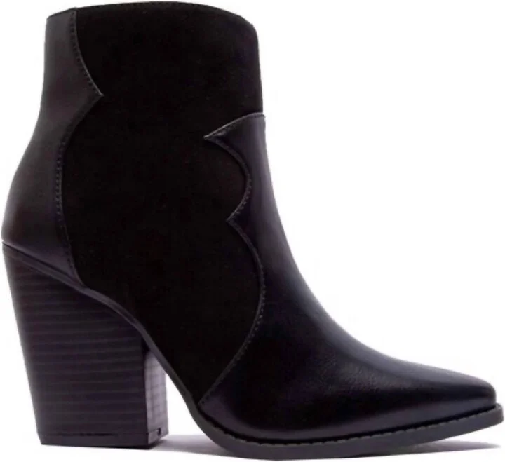 Women's Western Chic Block Heel Booties In Black Burnish