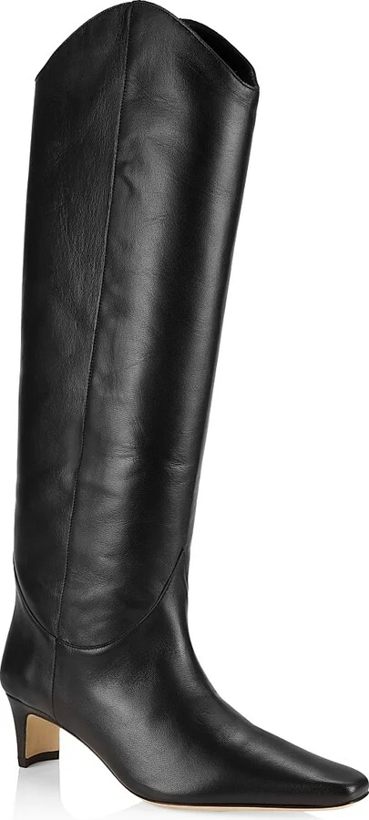 Women's Western Wally 50MM Leather Knee-High Boots - Black - Size 5 - Image 2