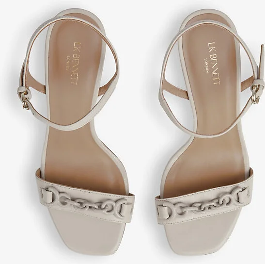 Womens Whi-Off White Ivonne Heeled Leather Sandals Eur 37 / 4 Uk Women - Image 2