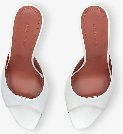 Womens White Alexa 95 Leather Heeled Mules Eur 38/5 Uk Women - Image 2