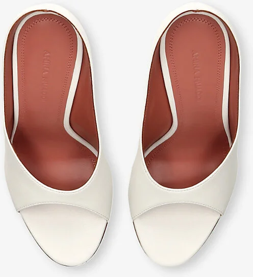 Womens White Anok Slipper 105 Leather Heeled Courts Eur 36 / 3 Uk Women - Image 2
