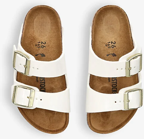 Womens White Arizona Double-Strap Patent-Leather Flat Sandals Eur 30 / 12 Uk Kids - Image 2