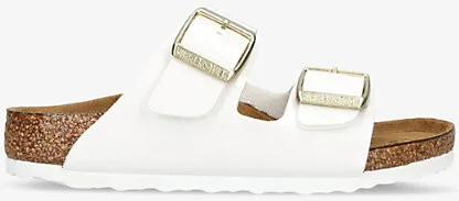 Womens White Arizona Double-Strap Patent-Leather Flat Sandals Eur 30 / 12 Uk Kids