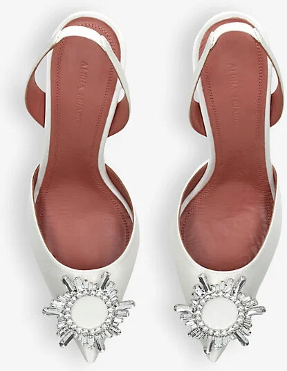 Womens White Begum 70 Crystal-Embellished Leather Slingback Courts Eur 41.5 / 8.5 Uk Women - Image 2
