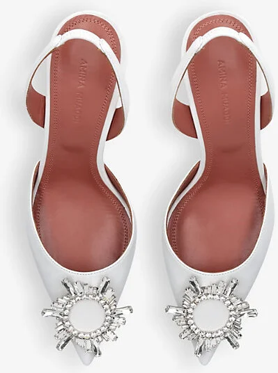 Womens White Begum Sling 70 Satin Heels Eur 38/5 Uk Women - Image 2