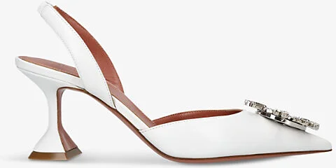 Womens White Begum Sling 70 Satin Heels Eur 38/5 Uk Women