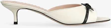 Womens White Bepointy 45 Leather Kitten-Heel Mules Eur 41 / 8 Uk Women