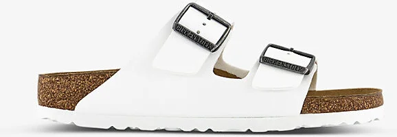 Womens White Birko Arizona Patent Faux-Leather Sandals Eur 41 / 8 Uk Women