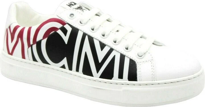 Women's White / Black Leather Logo Low Top Sneaker (36 EU / 6 US)