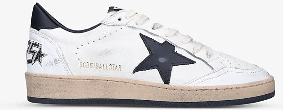 Womens White/Blk Ball Star 10283 Leather Low-Top Trainers Eur 38/5 Uk Women