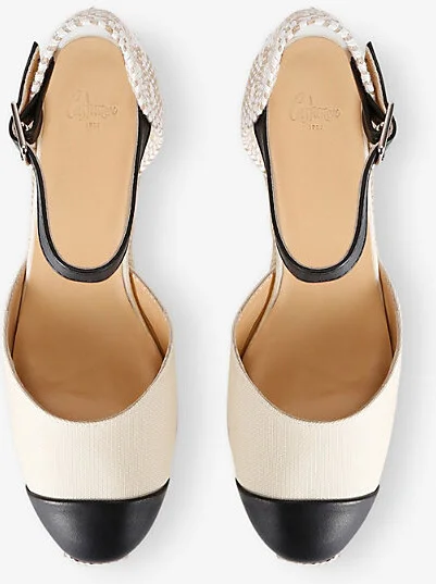 Womens White/Blk Coraline Woven Wedge Espadrilles Eur 37 / 4 Uk Women - Image 2
