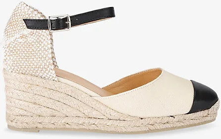 Womens White/Blk Coraline Woven Wedge Espadrilles Eur 37 / 4 Uk Women