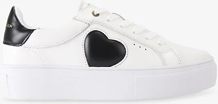 Womens White/Blk Lana Leather Low-Top Trainers Eur 38/5 Uk Women