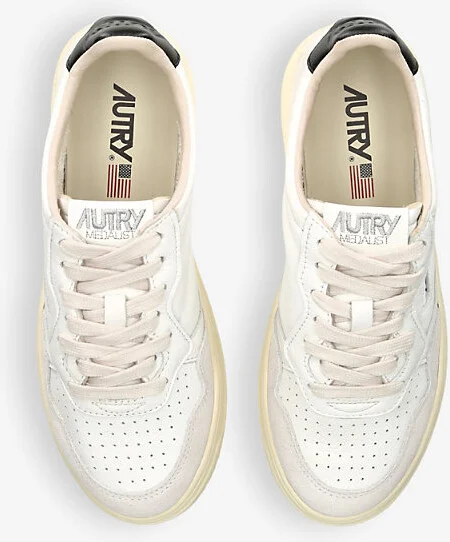 Womens White/Blk Medalist Low-Top Leather Trainers Eur 38/5 Uk Women - Image 2