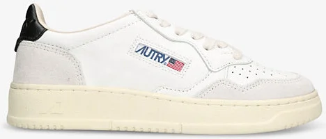 Womens White/Blk Medalist Low-Top Leather Trainers Eur 38/5 Uk Women