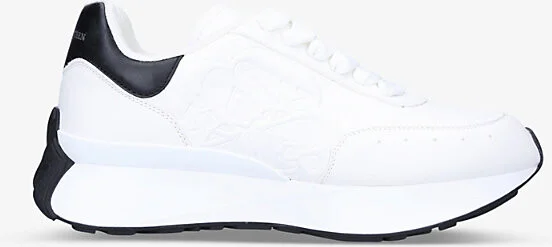 Womens White/Blk Women's Sprint Runner Logo-Embossed Leather Trainers Eur 37.5 / 4.5 Uk Women