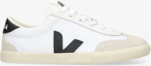 Womens White/Blk Women's Volley Logo-Embroidered Canvas Low-Top Trainers Eur 40 / 7 Uk Women