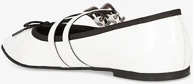 Womens White Bow-Embellished Buckled Leather Ballet Flats Eur 40 / 7 Uk Women - Image 2