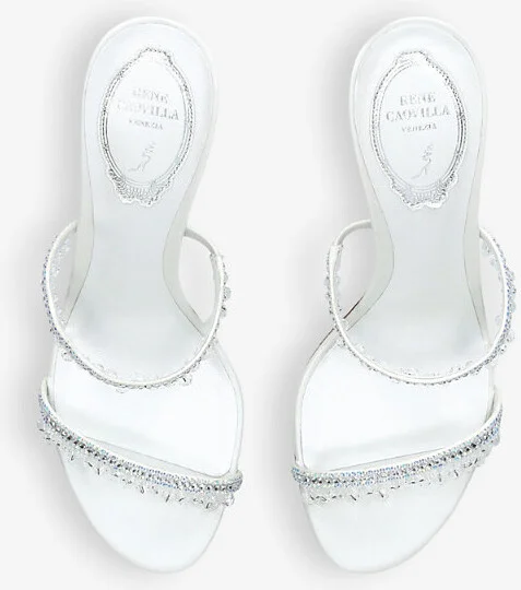 Womens White Chandelier 80 Jewel-Embellished Leather Heeled Sandals Eur 38/5 Uk Women - Image 2