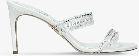 Womens White Chandelier 80 Jewel-Embellished Leather Heeled Sandals Eur 38/5 Uk Women