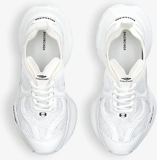 Womens White Circuit Mesh and Faux-Leather Low-Top Trainers Eur 37 / 4 Uk Women - Image 2
