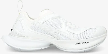 Womens White Circuit Mesh and Faux-Leather Low-Top Trainers Eur 37 / 4 Uk Women