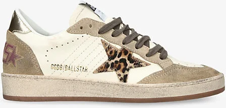 Womens White/Comb Ballstar 11425 Leopard-Print Leather and Suede Low-Top Trainers Eur 36 / 3 Uk Women